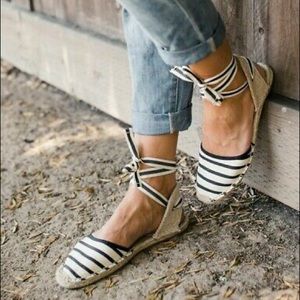 Soludos Stripe Lace Up Espadrilles